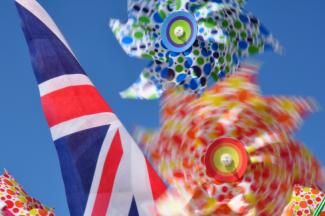 Childrens flag and windmills.